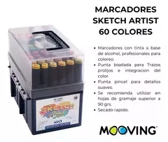 MOOVING MARCADOR SKETCH ARTIST DOBLE PUNTA X 60 COLORES - comprar online