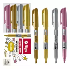FILGO RESALTADORES LIGTER FINE METALIZADOS X 4 COLORES