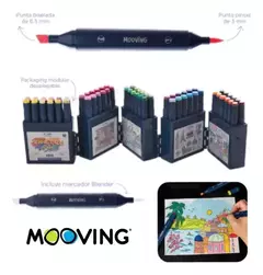 MOOVING MARCADOR SKETCH ARTIST DOBLE PUNTA X 60 COLORES en internet
