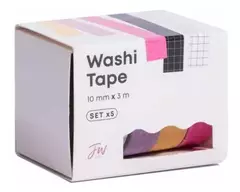 FW WASHI TAPE CUADROS SET X 5 UNID. 10 MM X 3 MTRS C/U