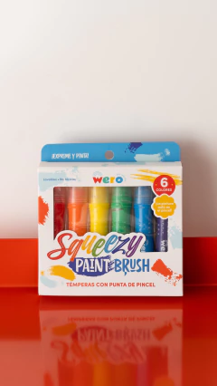 WERO PAINT BRUSH TEMPERAS CON PUNTA PINCEL X 6 COLORES