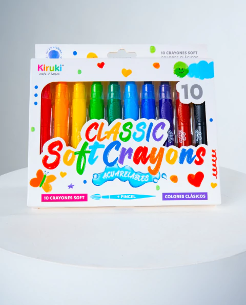 KIRUKI CRAYONES SOFT ACUARELABLES X 10 COLORES CLASICOS ( 341167 )