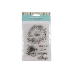 SELLO SILICONADO CRISTAL 4X6\" LOVE AND FLOWERS