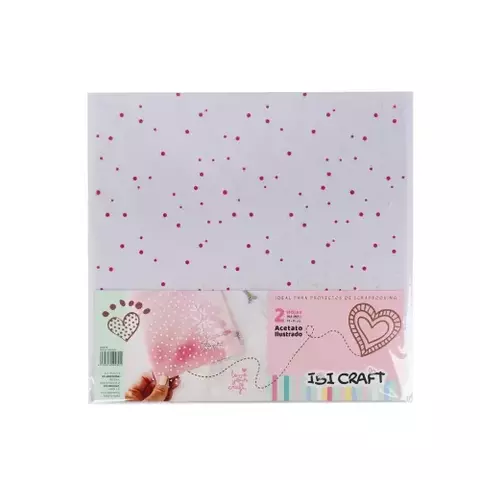 IBI CRAFT ACETATO 30*30 CM ILUSTRADO CORAZONES 2pcs