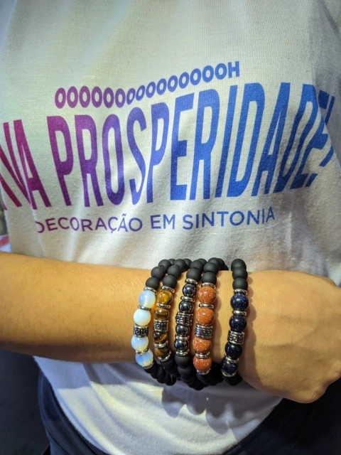 Pulseiras de Porcelana Fosca com Pedras