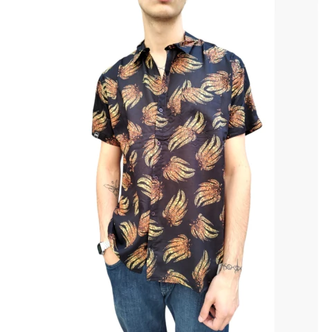 Camisa Verano Hombre No Name Floreada Negra