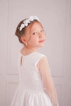 Media corona Bouquet de flores blancas - para aplicar Comunión en internet