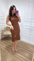Vestido Canelado Botões Marrom - Fernanda Carlos