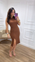 Vestido Canelado Botões Marrom - comprar online