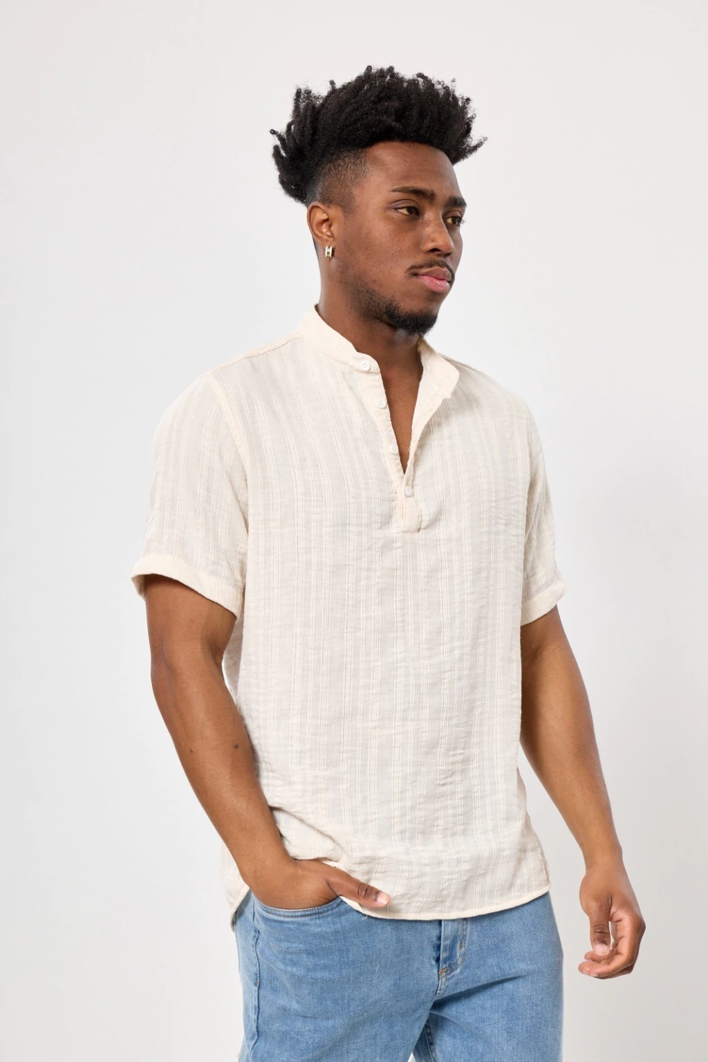 Camisa Cuello Mao 3 Botones