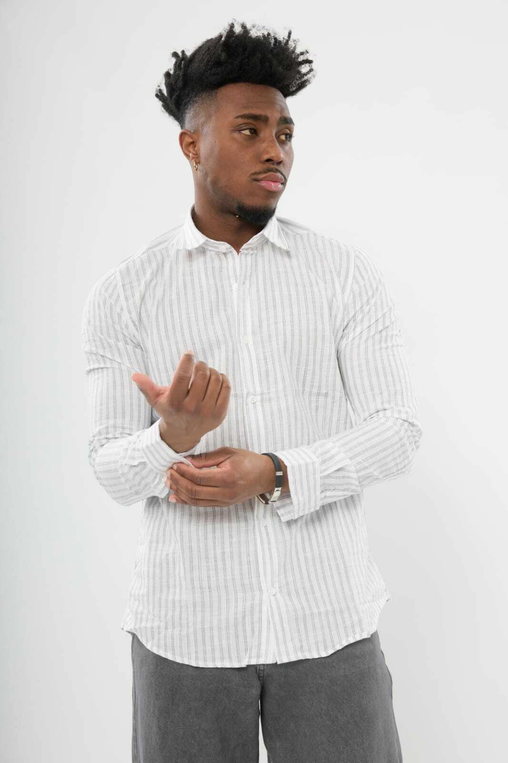 Camisa Mangas Largas Rayadas de Algodón