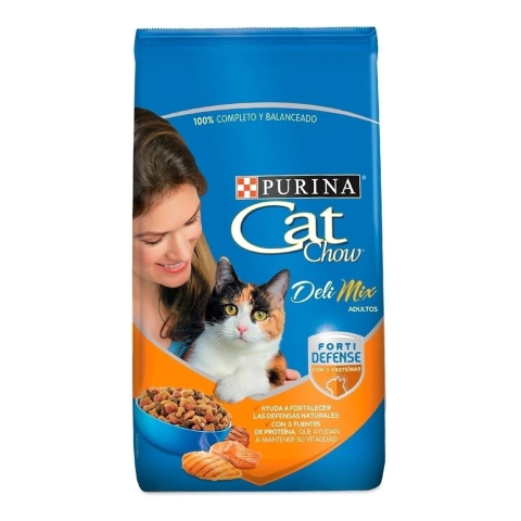Comida para gato Cat Chow Deli Mix Pollo, Carne y Salmón 500 Grs