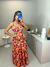 Vestido longo de alcinha - estampado laranja on internet
