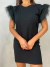 Vestido com manga em plumas - preto - comprar online