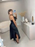 Vestido midi no cetim - preto - buy online