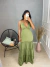 Vestido longo camadas com decote - verde oliva - Amor de Peça - Looks Femininos Estilosos, Loja de Roupa Feminina Online