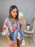 Conjunto kimono + top faixa tropical - azul