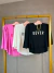 Blusa t-shirt com manga 3/4 - rosa com vermelho - online store