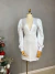 Image of Vestido manga princesa com decote - alfaiataria acetinado - branco