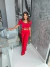 Calça pantalona com botões em madeira - vermelho on internet