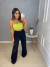 Calça wide leg jeans destroyed preta on internet