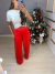 Calça pantalona para mulheres até 1.60 - vermelha - loja online