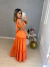 Vestido longo recorte frontal - laranja - buy online