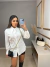 Camisa branca no crepe com gola laço - off white na internet