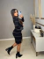 Vestido com manga longa - listrado - preto na internet