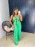 Conjunto em cetim com calça pantalona - verde bandeira