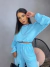 Conjunto calça jogger e cropped no crepe - azul turquesa on internet