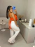Cropped de bico laise bordado - laranja - online store