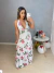 Vestido longo floral camadas - rosa