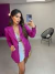 Blazer casual de alfaiataria com botão - fúcsia
