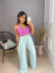 Calça pantalona cós alto - verde água - online store