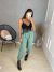 Conjunto calça jogger e cropped no crepe - verde menta