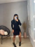 Vestido manga longa tricot com fenda - preto - buy online