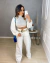 Calça wide leg jeans off white com cinto
