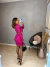 Imagem do Vestido paetê com gola e manga longa - rosa pink