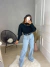 Blusa manga puff tricot over - preto - online store
