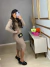 Vestido tubinho com manga longa no tricot - bege