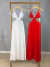 Vestido longo com fenda na cintura - vermelho - loja online