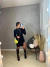 Image of Vestido manga longa tricot com fenda - preto