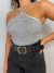 Cropped crochê frente única - preto e branco - comprar online
