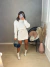 Poncho vestido em tricot texturizado - branco