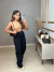 Calça cargo wide leg no sarja - preto - loja online