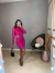 Vestido paetê com gola e manga longa - rosa pink - comprar online
