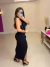 Vestido longo com fenda lateral e recorte na cintura - preto - Amor de Peça - Looks Femininos Estilosos, Loja de Roupa Feminina Online