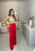 Conjunto de calça pantalona e cropped babados - vermelho - online store