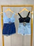 Conjunto saia e Cropped camadas - azul bebê - comprar online